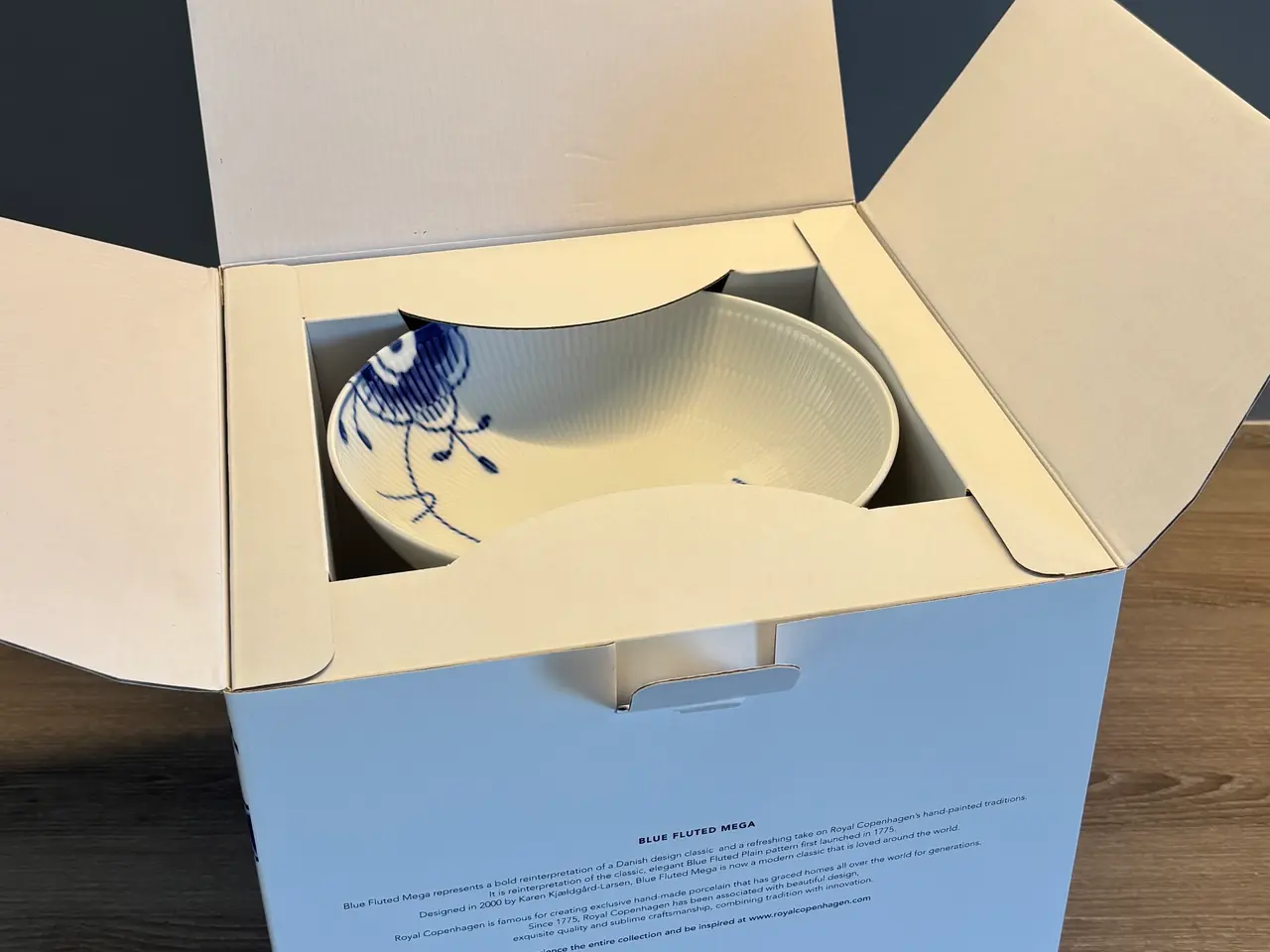 Billede 7 - Blå Mega Riflet skål på fod 80 cl