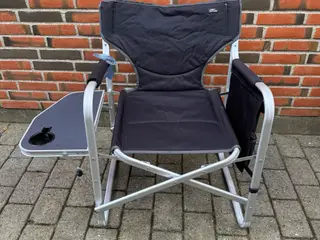 Instruktørstol, Sort/Grå, m/sidebord og kopholder 