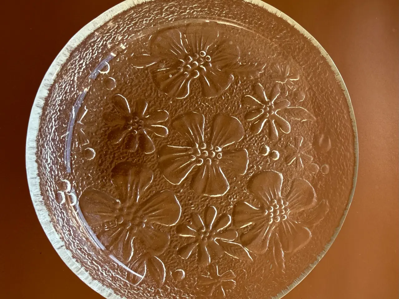 Billede 1 - 12 stk. glas asietter med blomster motiv