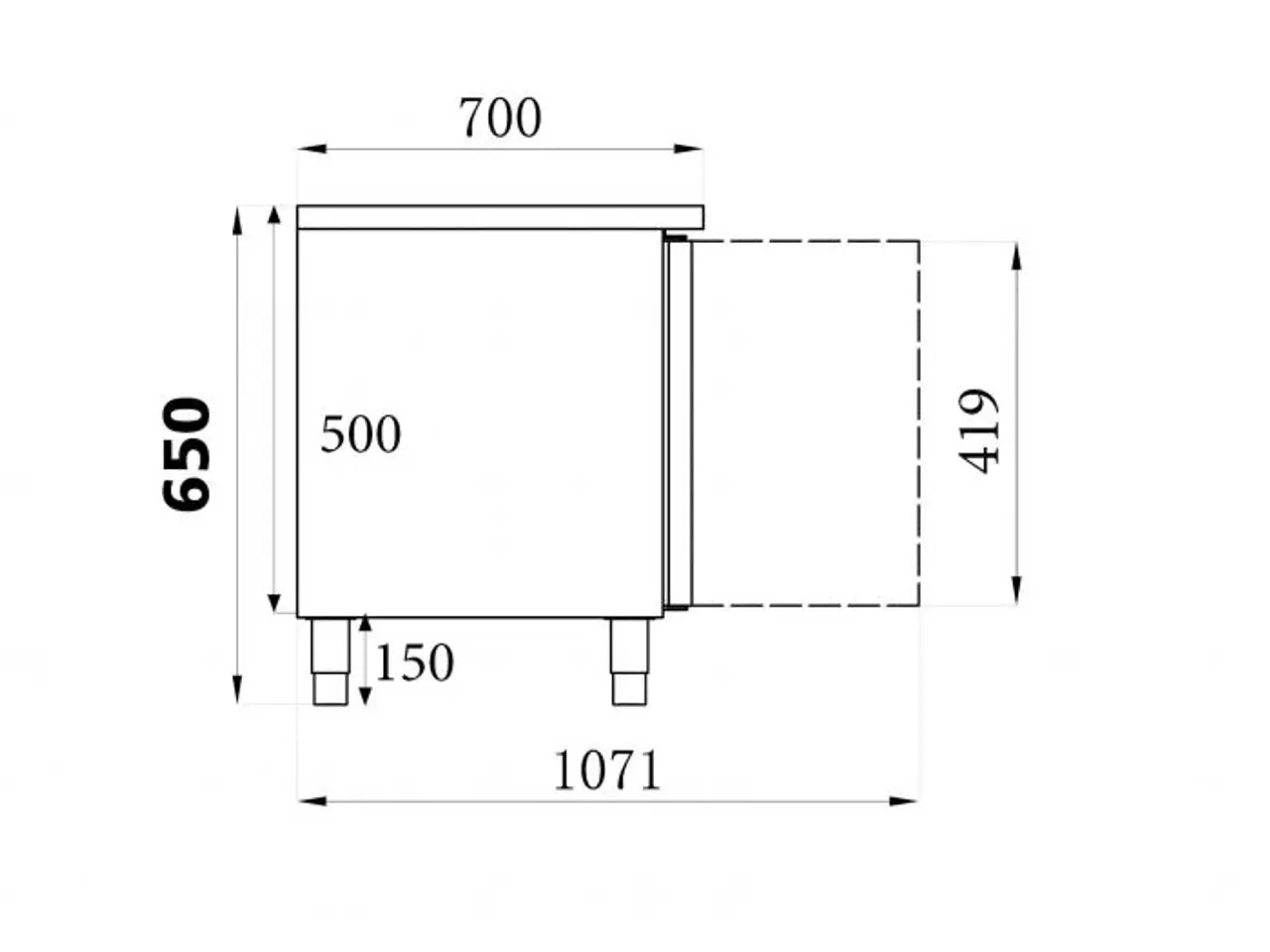 Billede 2 - Lavt kølebord med 4 døre – B2230 x D700 x H650 mm