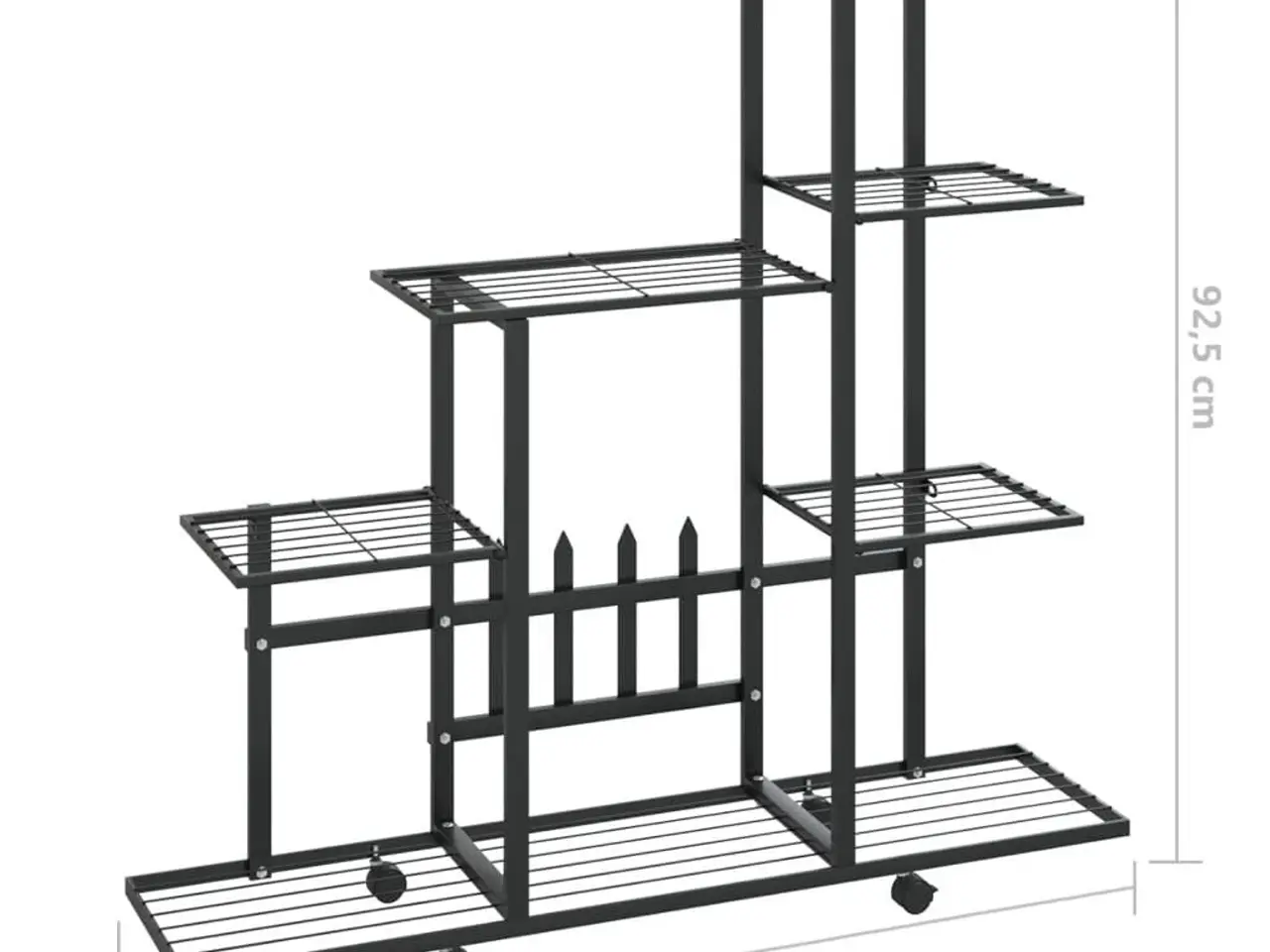 Billede 7 - Blomsterstativ med hjul - metal, sort, 94,5×25×92,5 cm