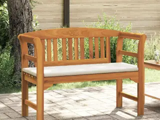 Rosebænk i massivt akacietræ - cremehvid sædepude, 114 × 46 × 82,5 cm