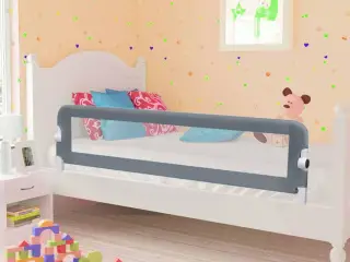 Sengegelænder til barneseng 150 x 42 cm polyester grå