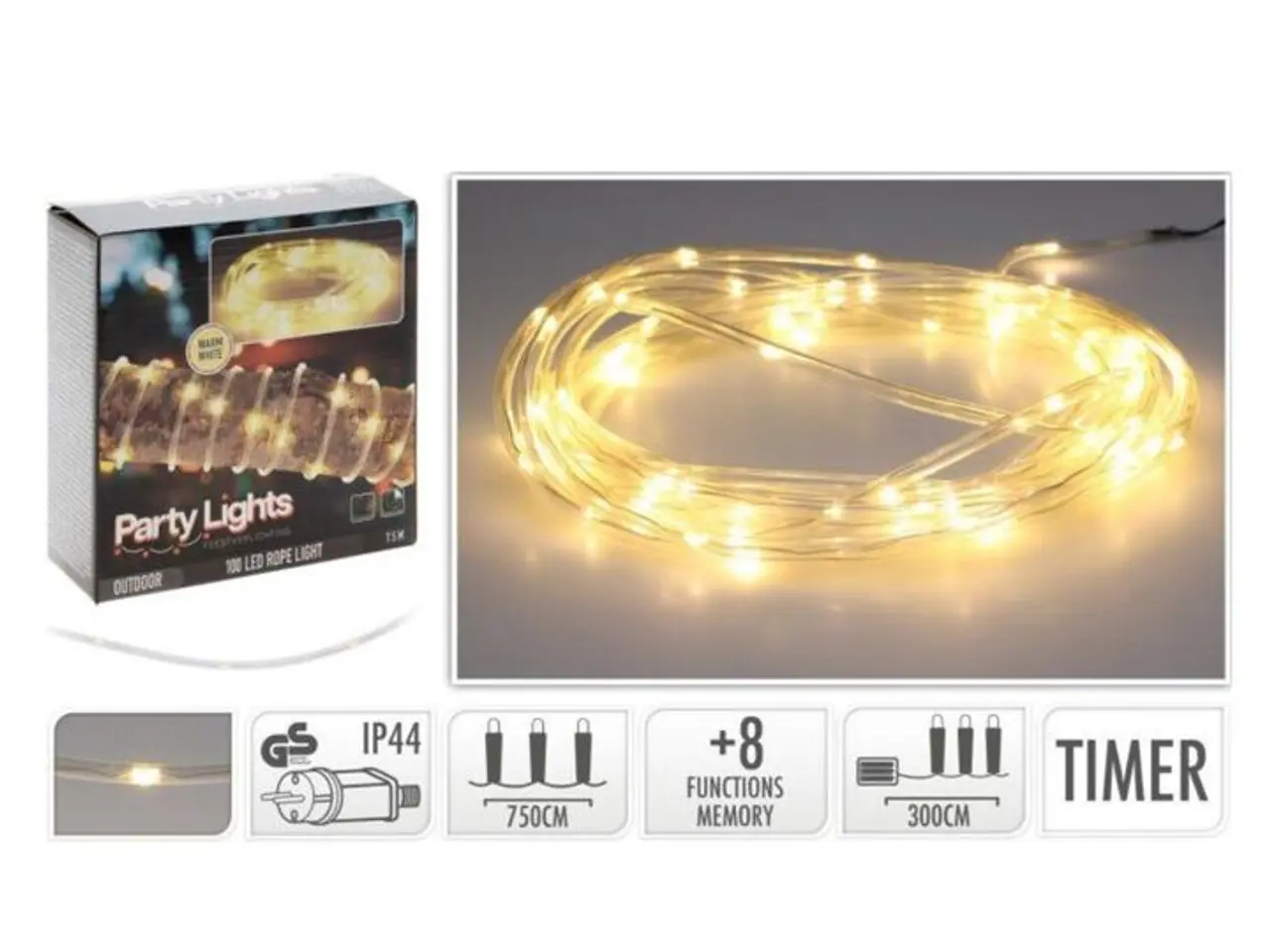 Billede 2 - 4 stk. led lyskæde m. 100 lys med timer udendørs - 7,5m(ubrugt)