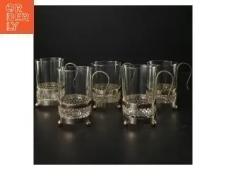 Sæt af 5 glas med metalholder fra Duralex (str. Ø 6,5x9 cm)