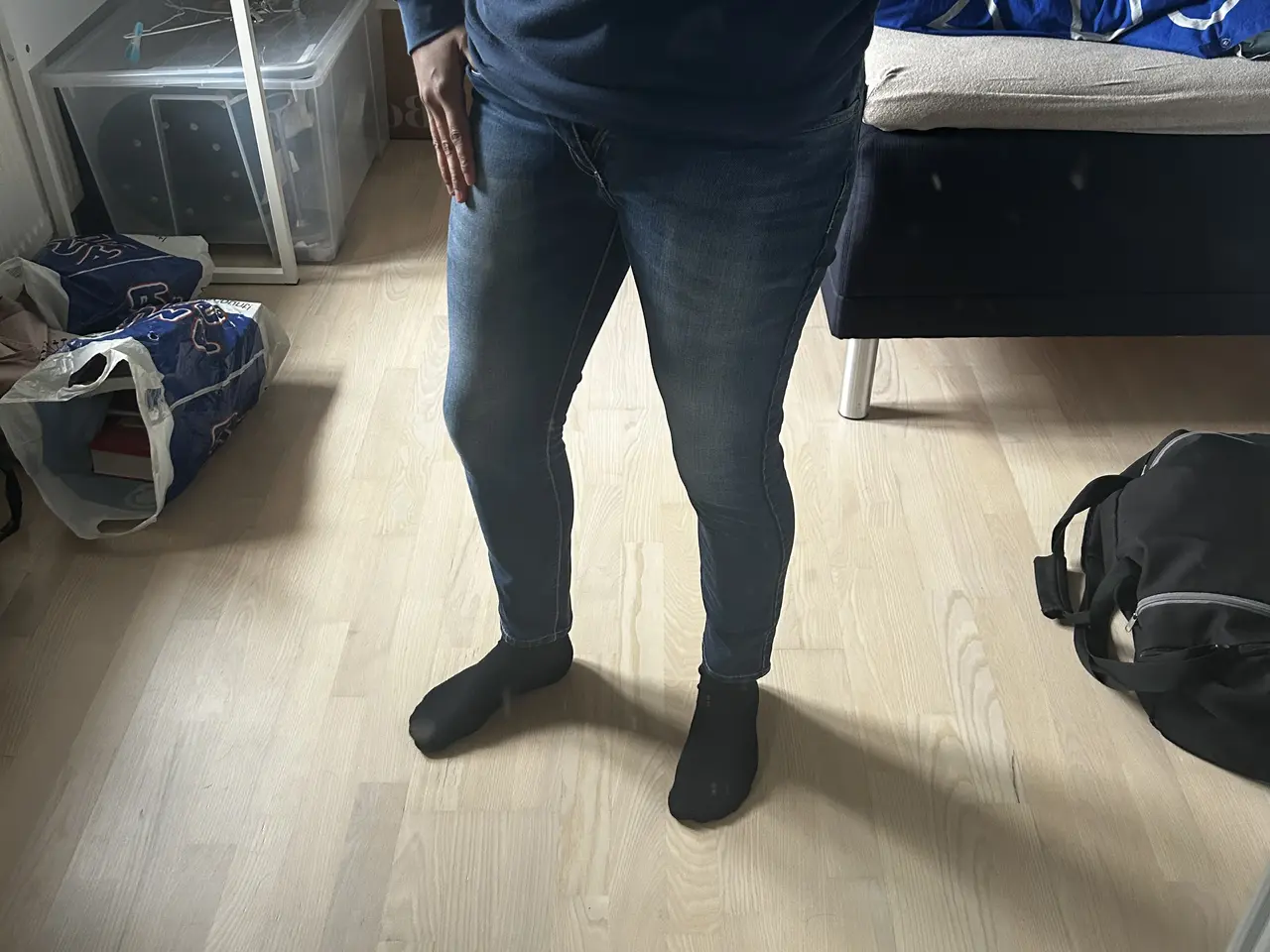 Billede 4 - Skinny blå jeans fra DNMX, medium
