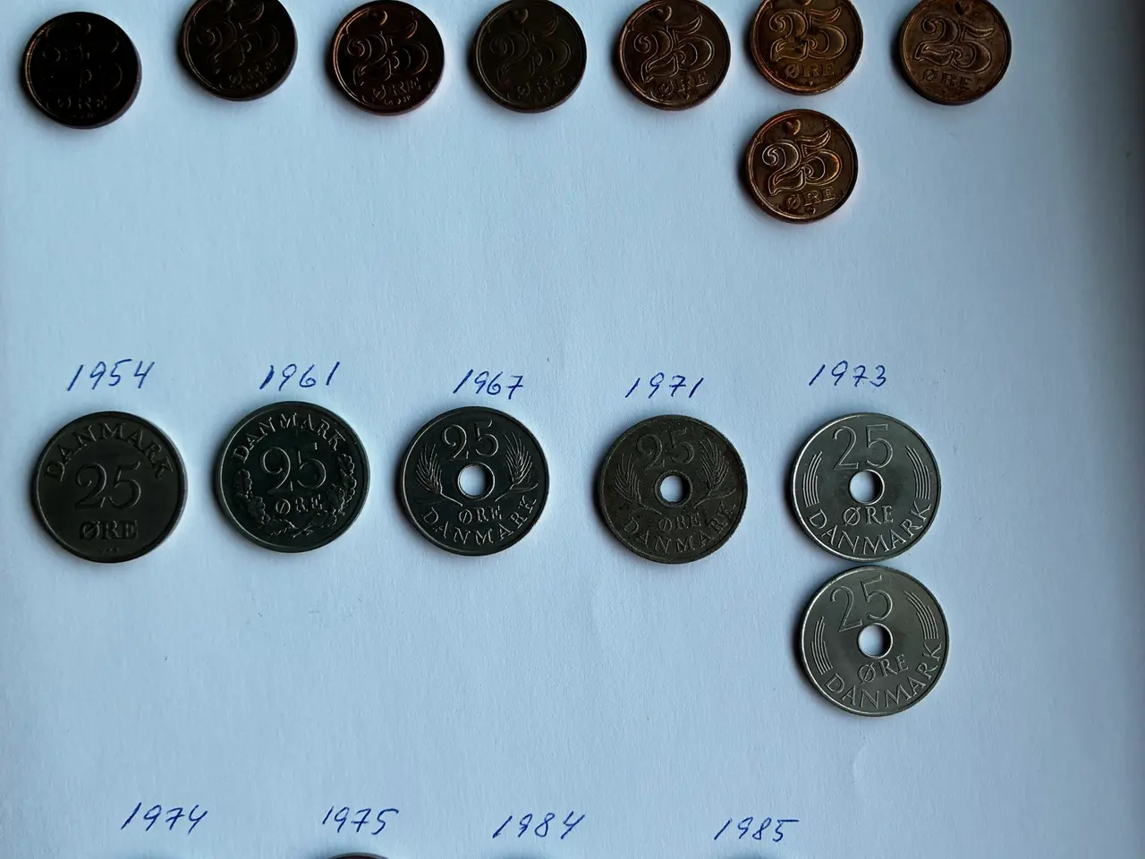 Billede 1 - Danske 25 ører, 31 styk (19 stk. + 12 stk.)