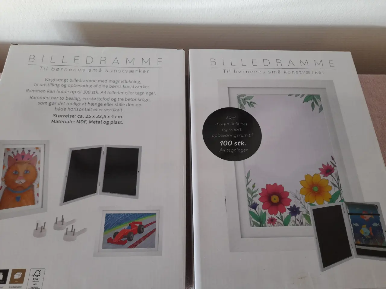 Billede 2 - Ubrugte rammer til 100 børnetegninger ( 2 stk).