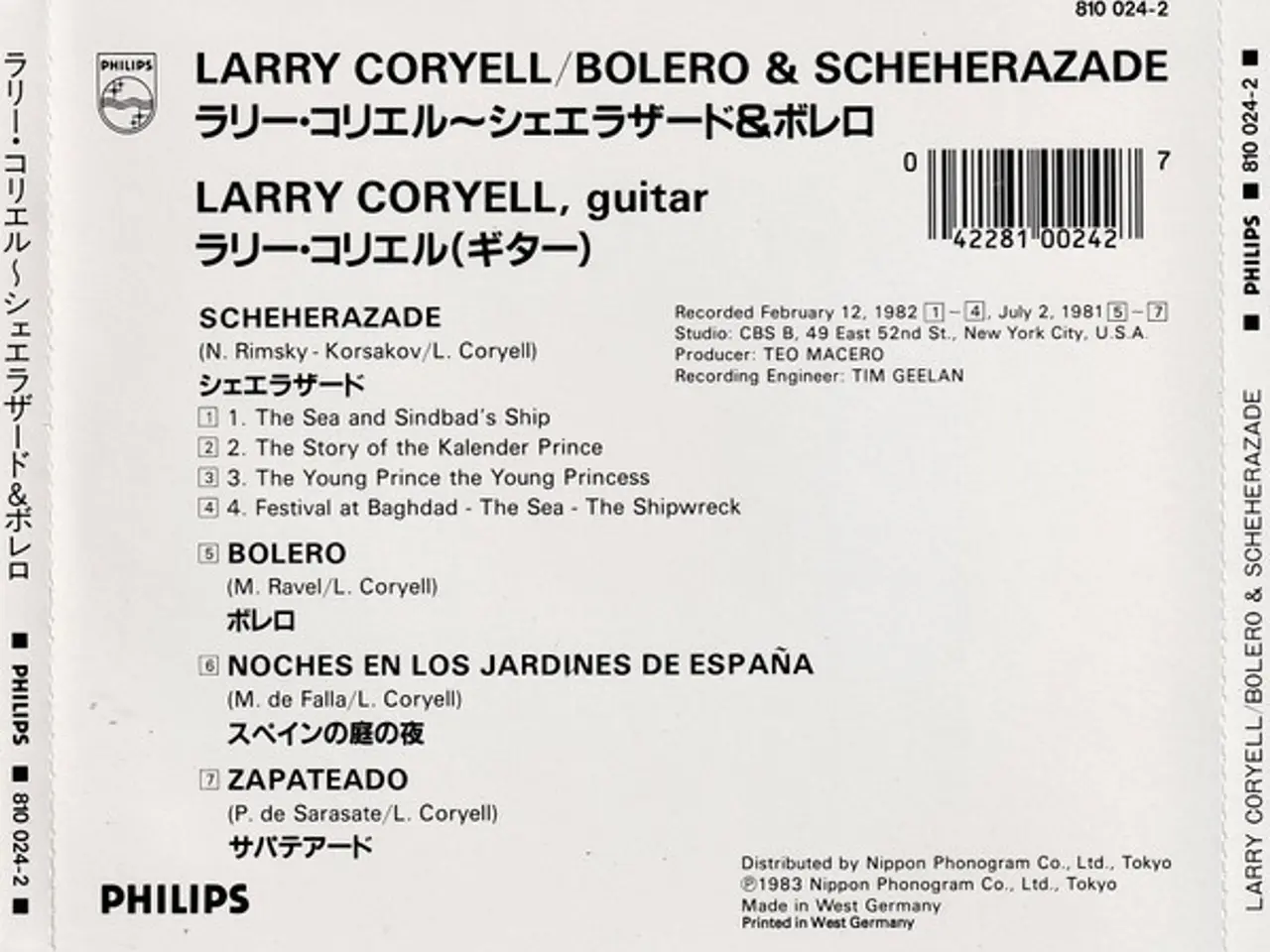 Billede 2 - Larry Coryell – Bolero & Scheherazade – CD