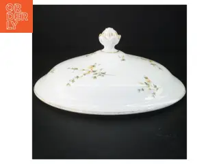 Porcelænslåg med blomstermotiv (str. Ø 28 cm)