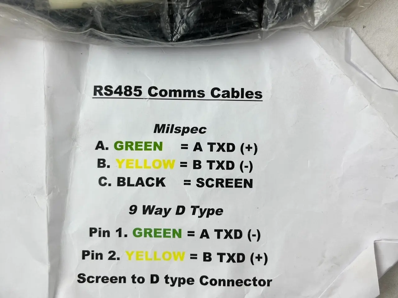 Billede 3 - Rs485 Db9 9‑Way D‑Type Comms kabel Milspec 1 Piece