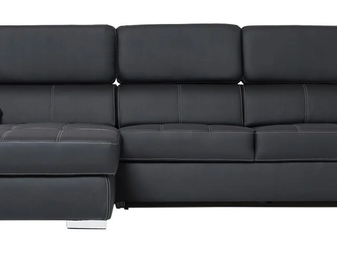 Billede 6 - Stitch sovesofa med venstrevendt chaiselong og sengeudtræk - sort PU