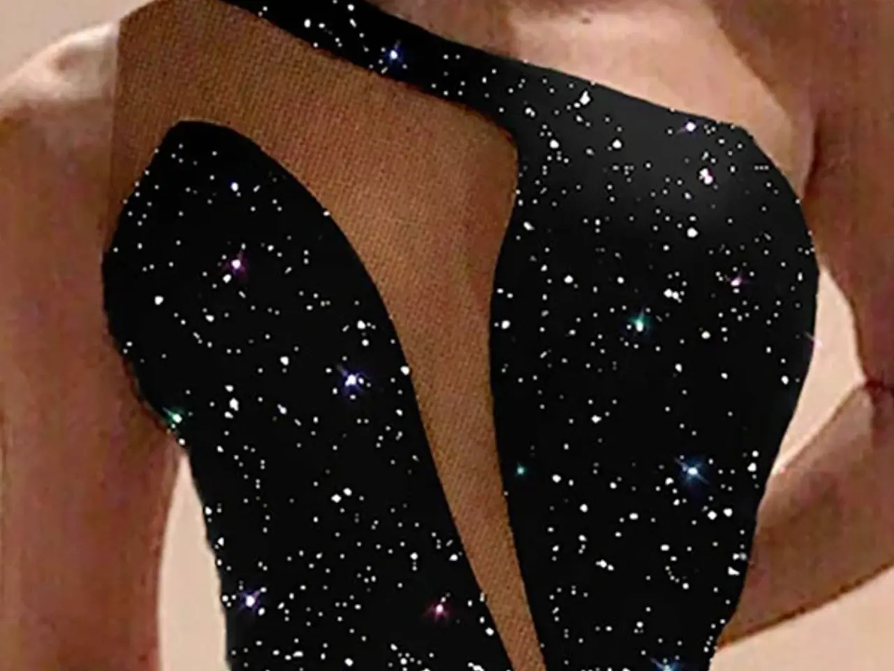 Billede 4 - Sequin kjoler.med one shoulder, sort og guld-