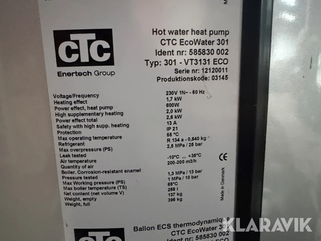 Billede 9 - Varmtvandsbeholder med varmepumpe CTC Ecowater 301