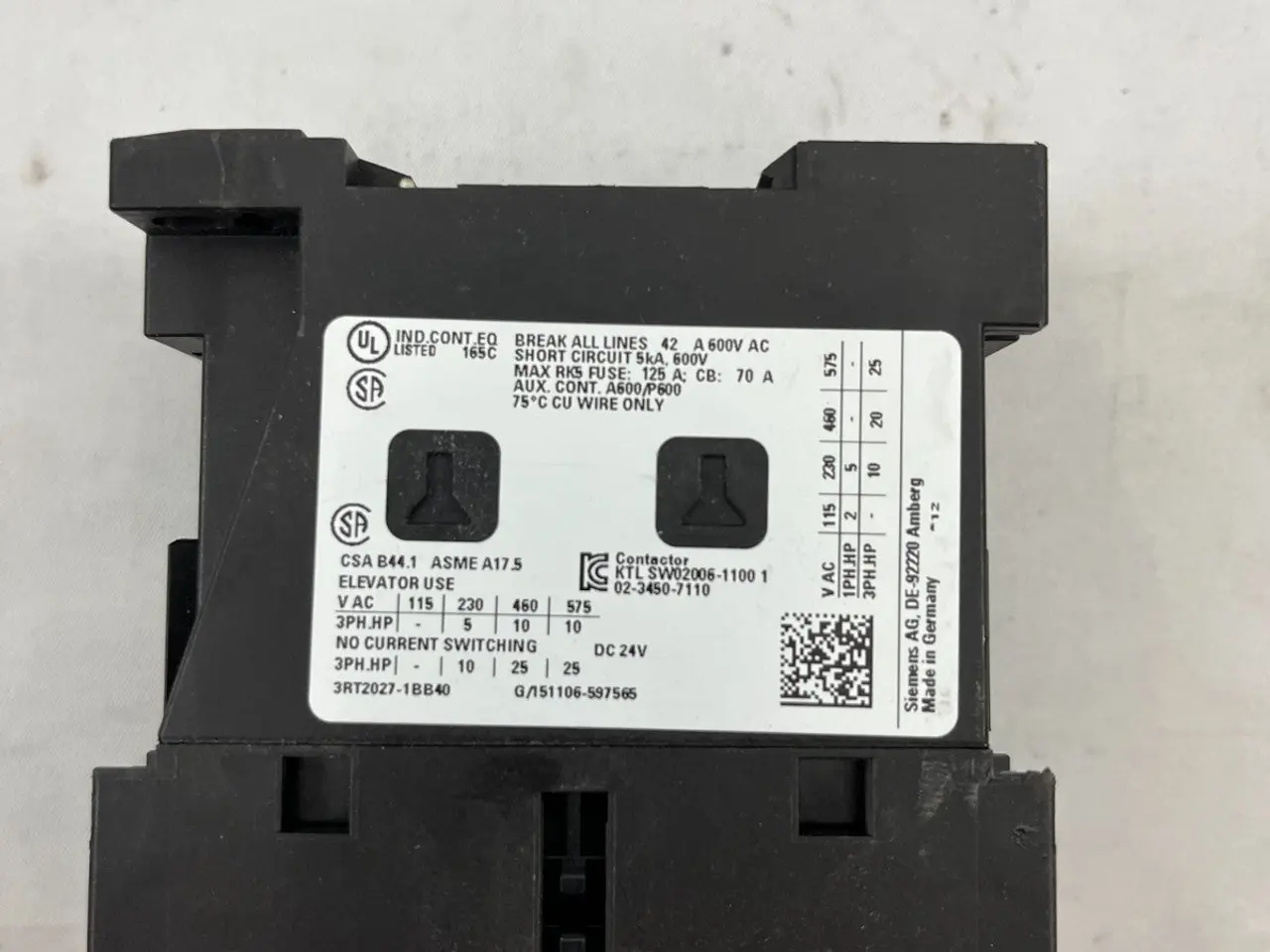 Billede 6 - Siemens SIRIUS 3RT2027-1BB40 DC Power kontaktor,