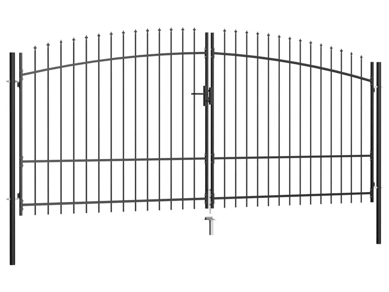 Billede 2 - Dobbeltdørs hegnslåge Woerden med spydtop 400 x 224,5 cm - sort