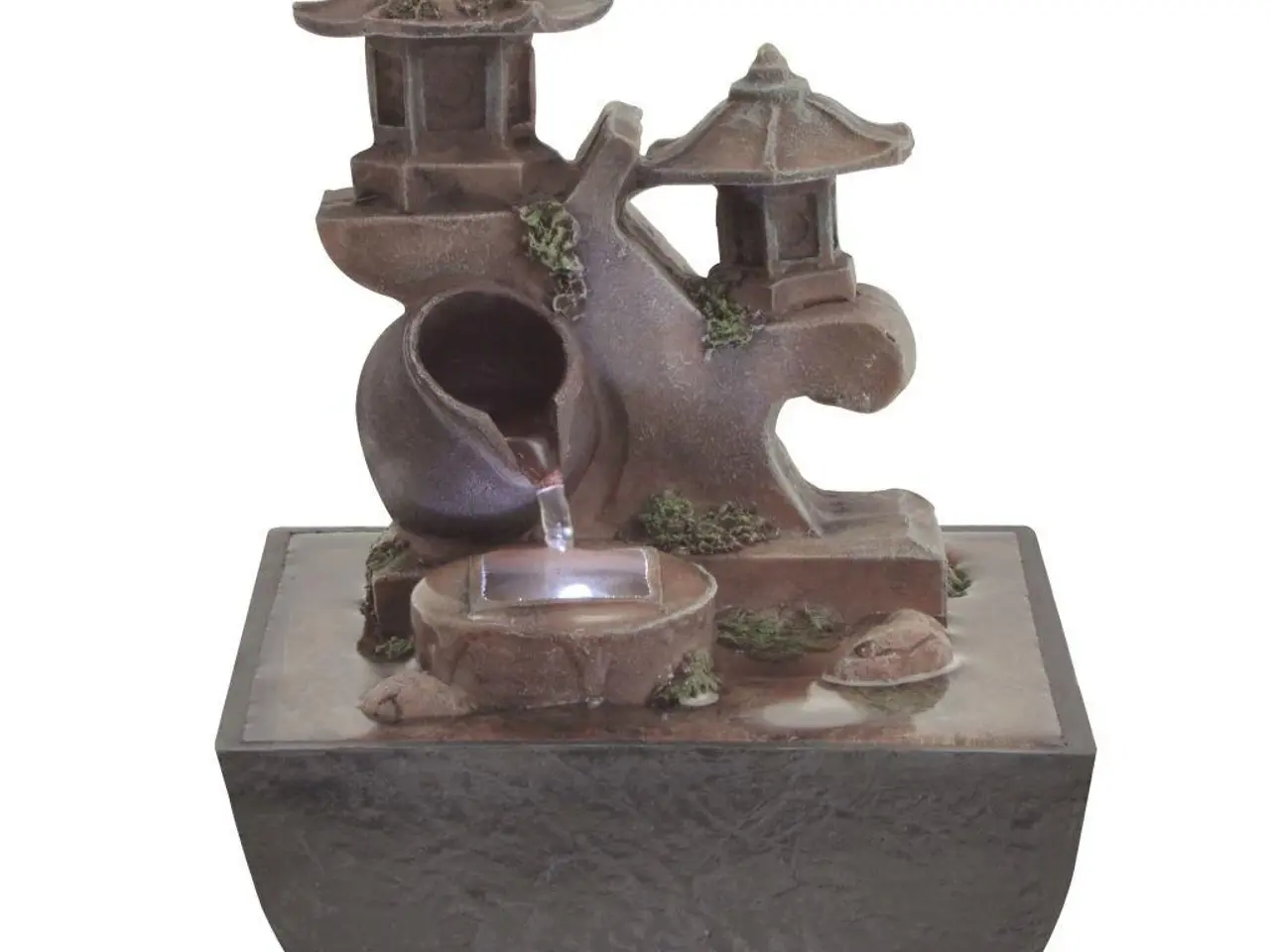 Billede 2 - Indendørs fontæne med LED-lys i polyresin - grå/brun 13,5 × 13,5 × 18,5 cm