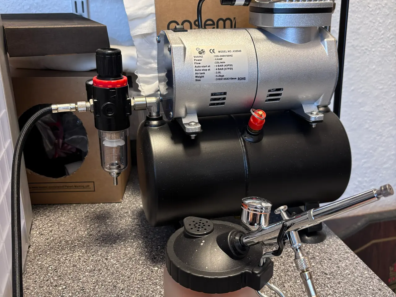 Billede 3 - airbrush kit. Malerkabine og kompressor