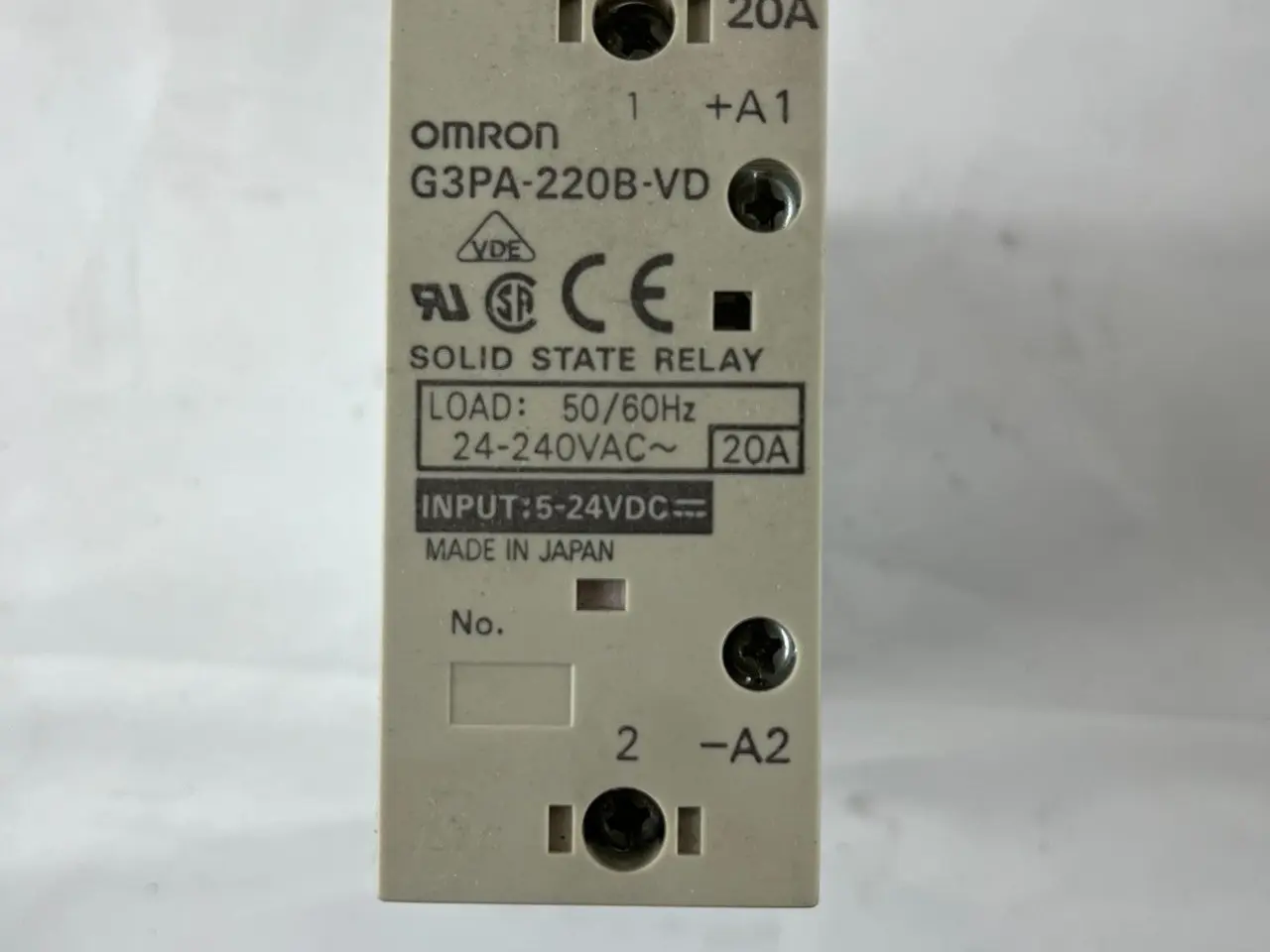 Billede 2 - Omron G3PA-220B-VD Solid State relæ 20A 24–240VAC,
