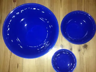 Sæt med 3 kongeblå glasskåle