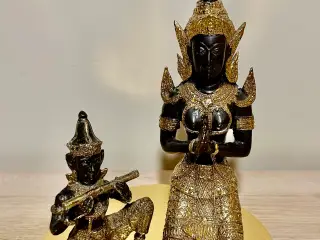To vintage Buddha figurer af bronze.