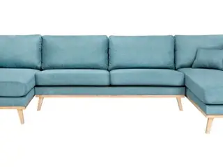 Simone U-sofa venstrevendt - blå stof, Rino 37