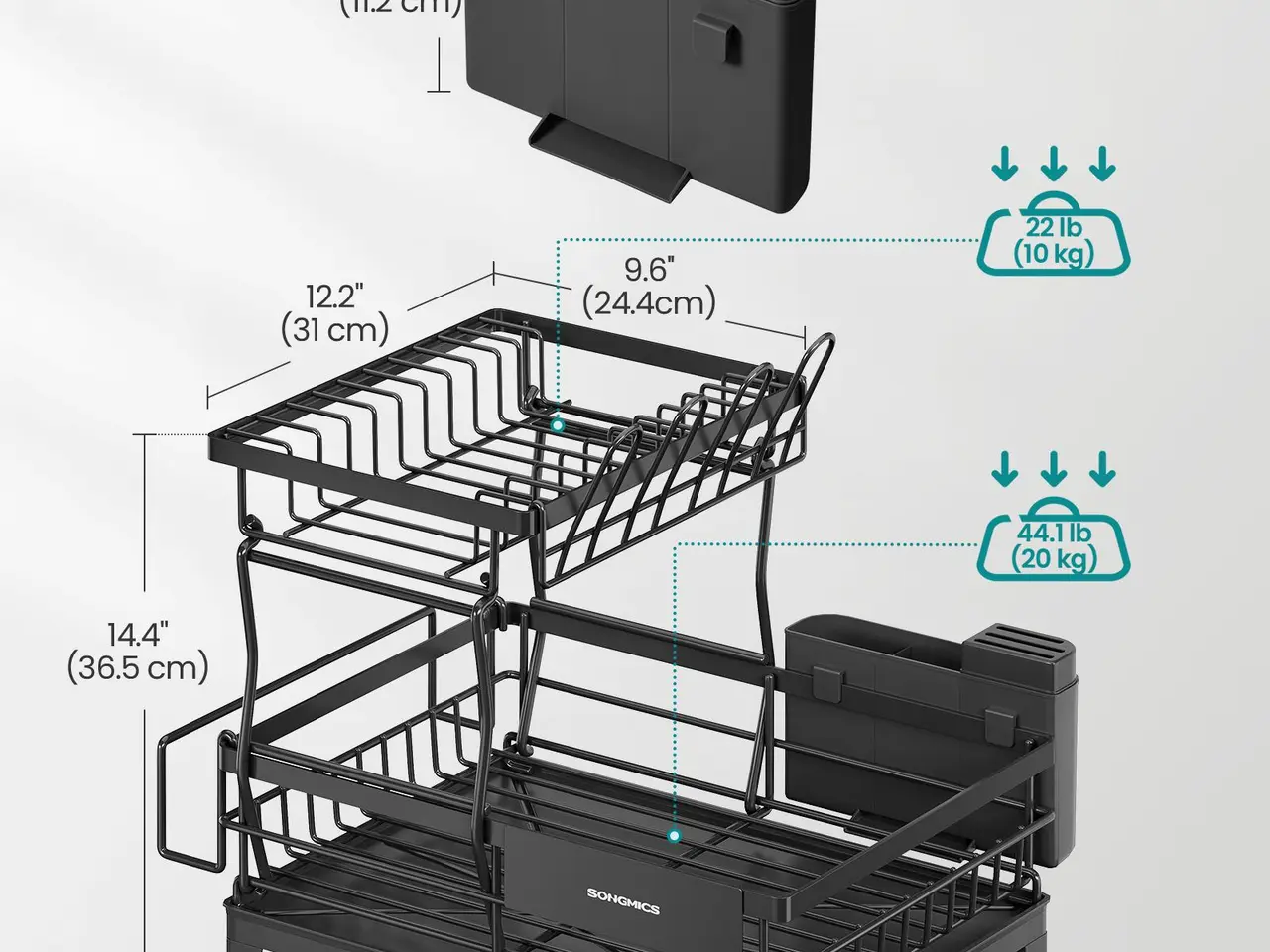 Billede 6 - Opvaskestativ i 2 etager med bestikholder - Ink Black