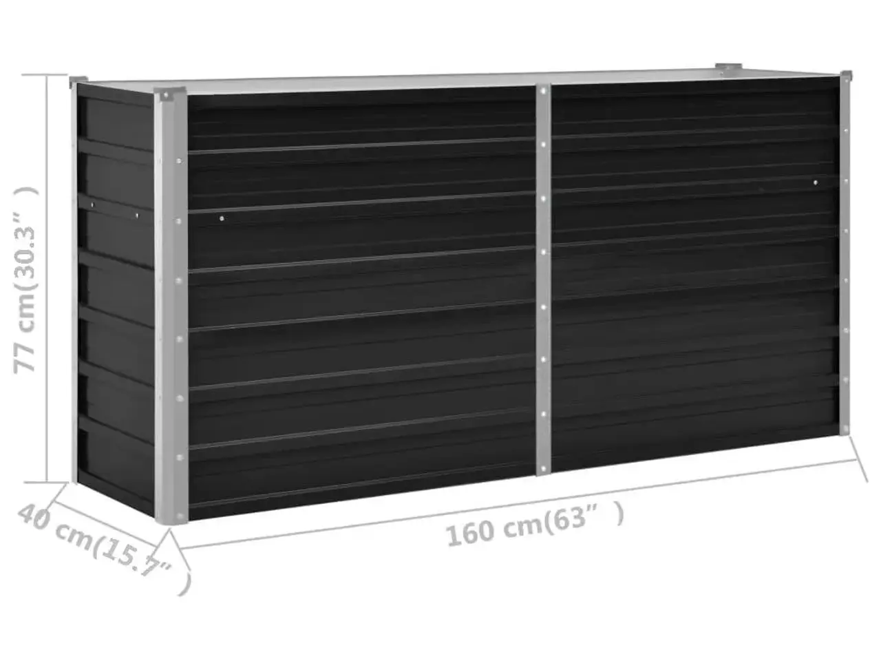 Billede 6 - Hævet plantekasse 160 x 40 x 77 cm - antracitgrå
