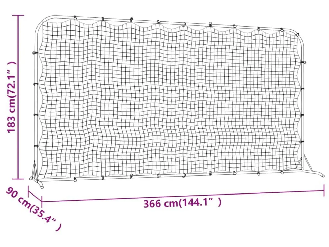 Billede 7 - Fodbold-rebounder 366x90x183 cm HDPE sort