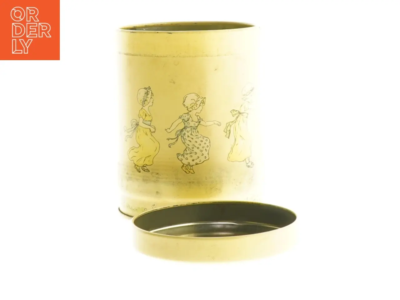 Billede 3 - Metal dåse med Kate Greenaway motiv (str. Ø 9 cm h 12 cm)