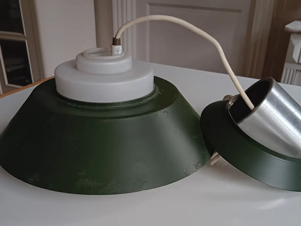 Billede 3 - Industrilampe/værkstedslampe i grøn emalje