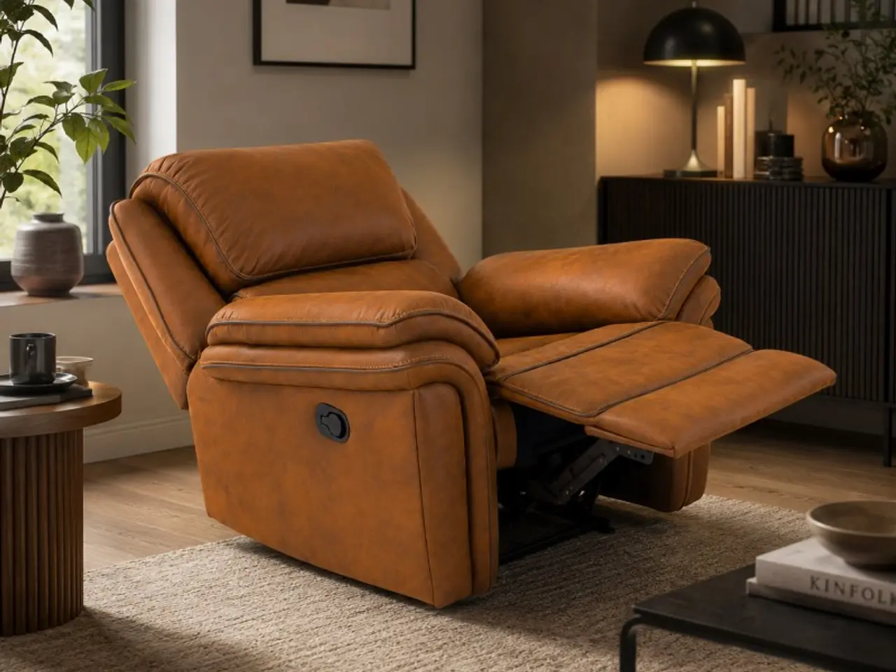 Billede 5 - Christopher Recliner Lænestol - Cognac Ruskindsblød mikrofiber