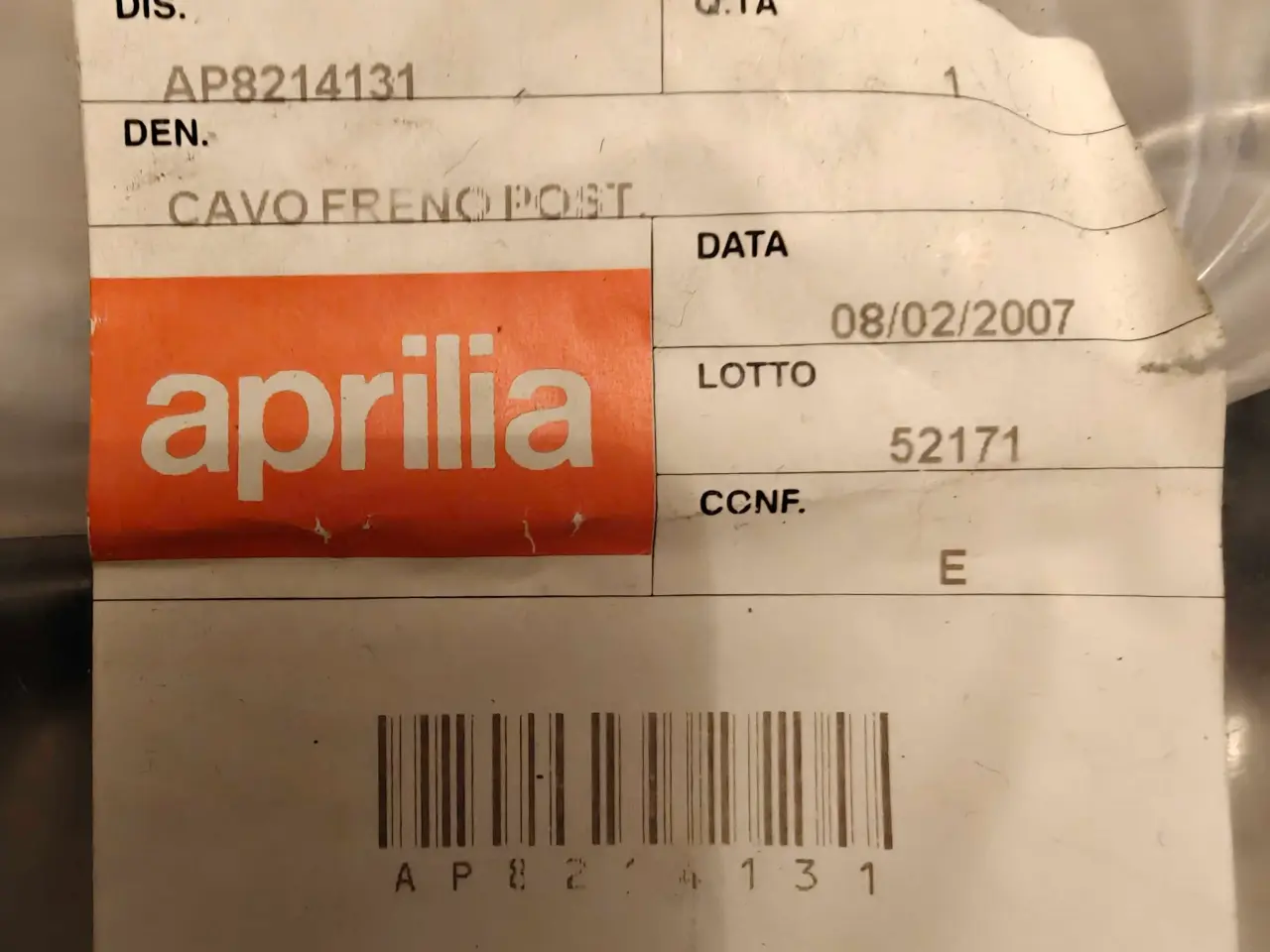 Billede 3 - Aprilia Rally/Gulliver. Nyt Originalt Bremsekabel
