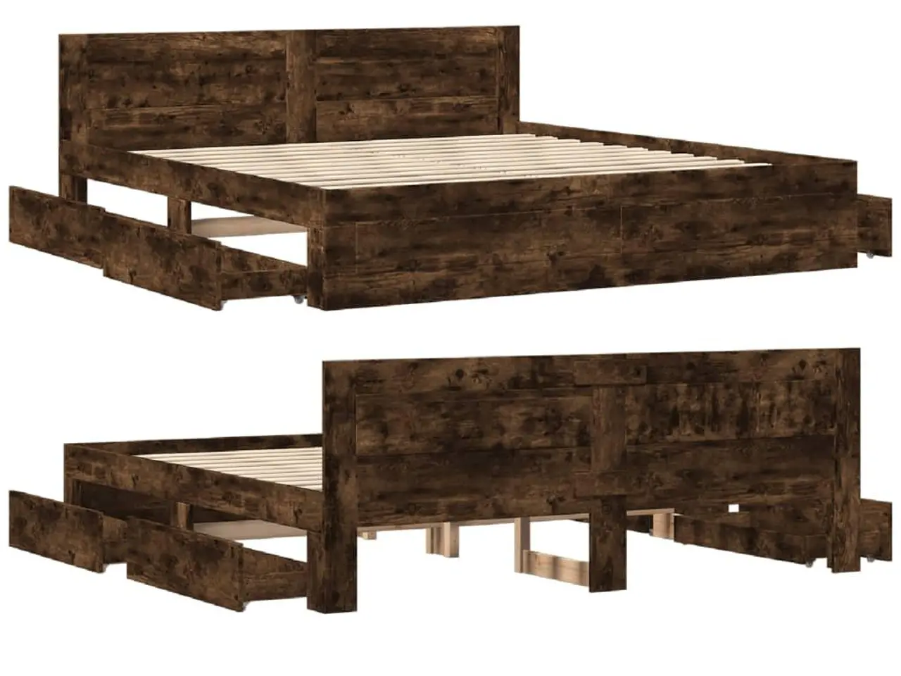 Billede 8 - Sengeramme med sengegavl og skuffer 180 x 200 cm - røget egetræ