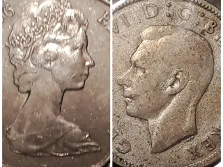 2 Engelske Mønter - King and Queen