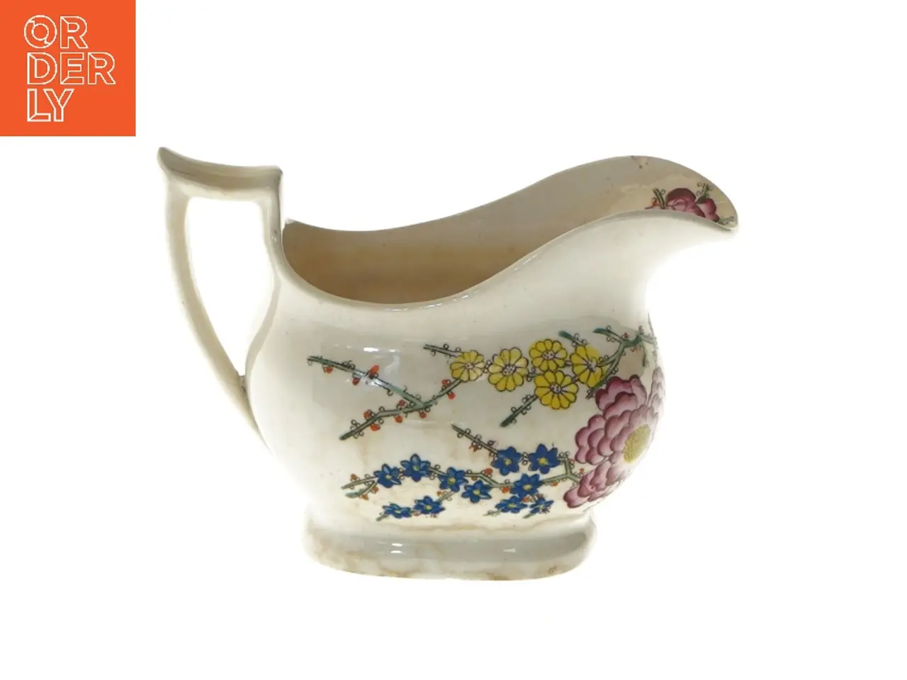 Billede 4 - Porcelænsflødekande med blomstermotiv (str. 14,5x10 cm)