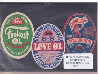 Øl og Sodavands Etiketter - Breum Bryghus - 3 Stk.