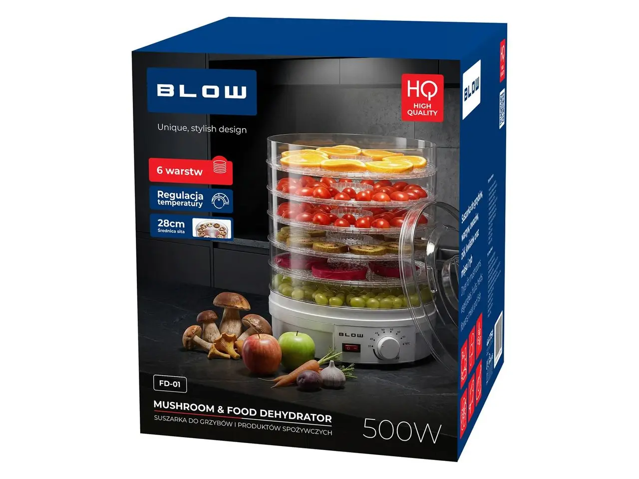 Billede 7 - BLOW FD-01 maddører 500 W med 6 niveauer og temperaturregulering - hvid