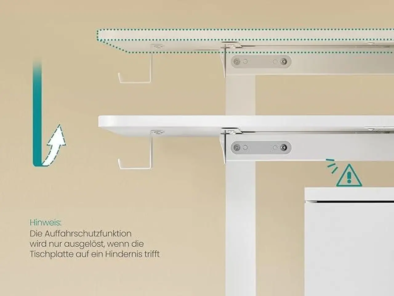 Billede 6 - Hæve-sænkebord elektrisk 60 × 140 cm, 72-120 cm, hukommelse, Cloud White