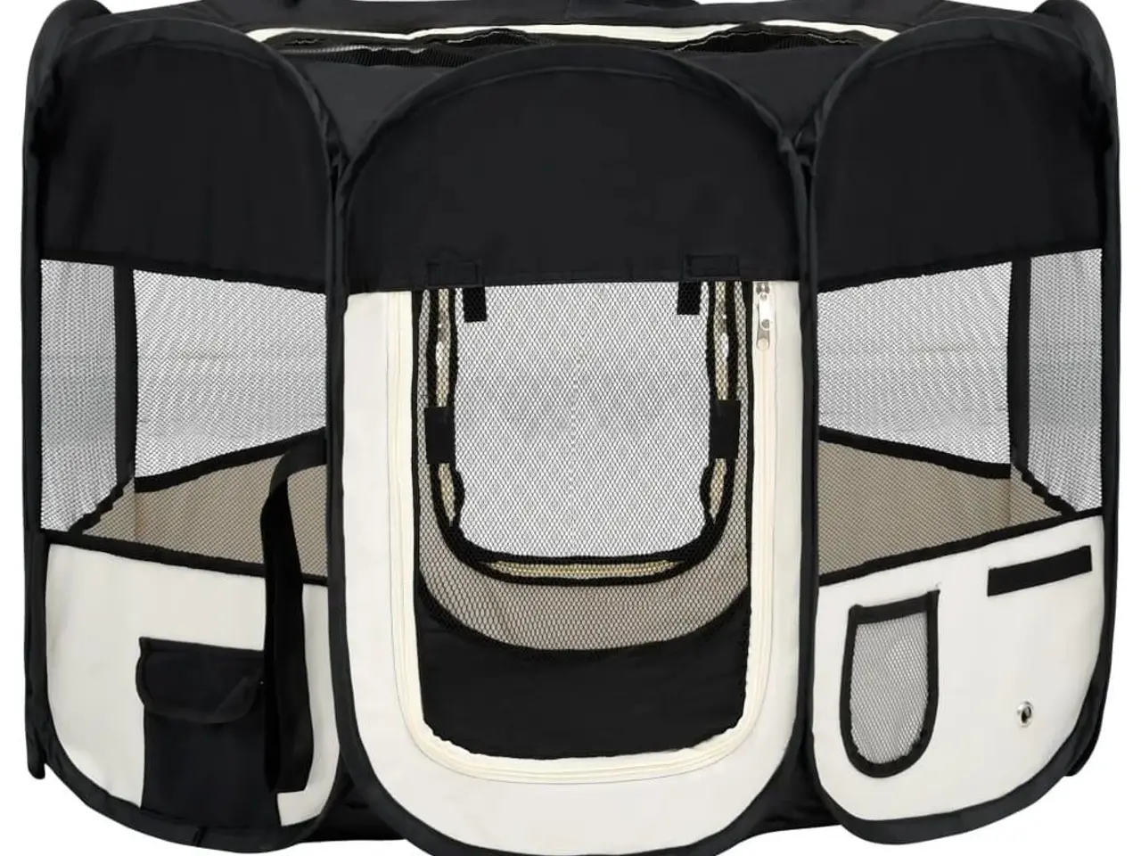 Billede 2 - Foldbar hundegård med bæretaske 90 x 90 x 58 cm - sort/creme