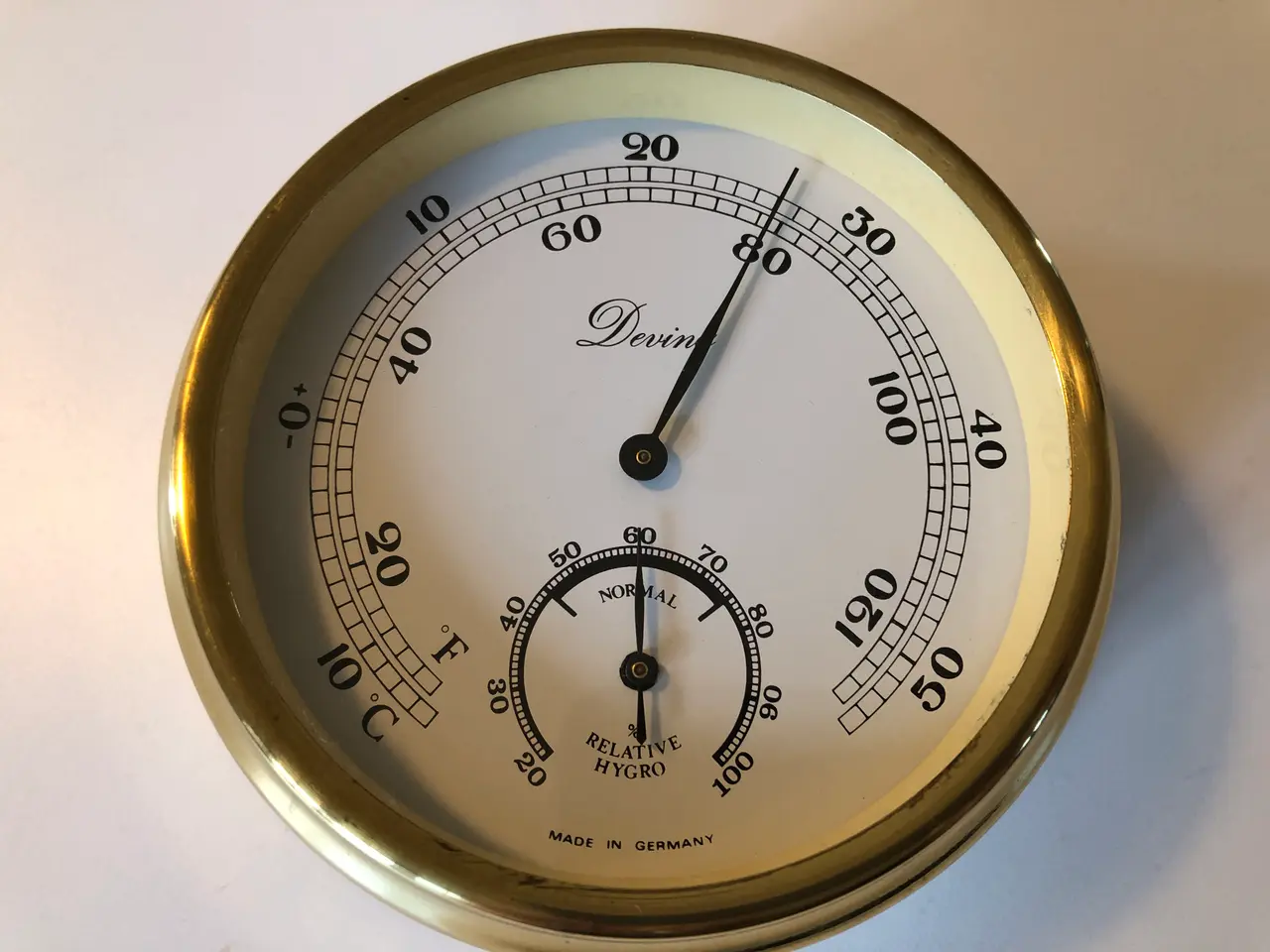 Billede 2 - Devina termometer og hygrometer i messing
