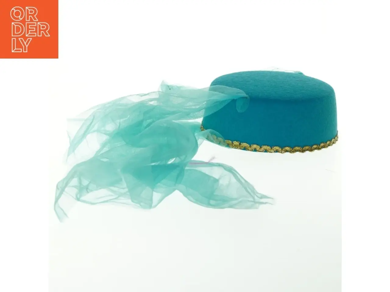 Billede 1 - Turkis hat med slør (str. Ø. 17 cm)