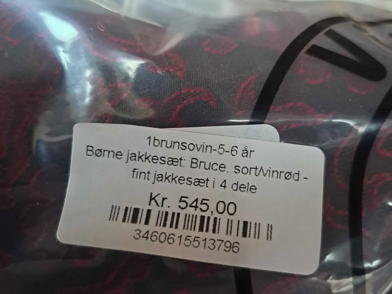Billede 2 - Børnejakkesæt str 5-6 år. Sort/ vinrød
