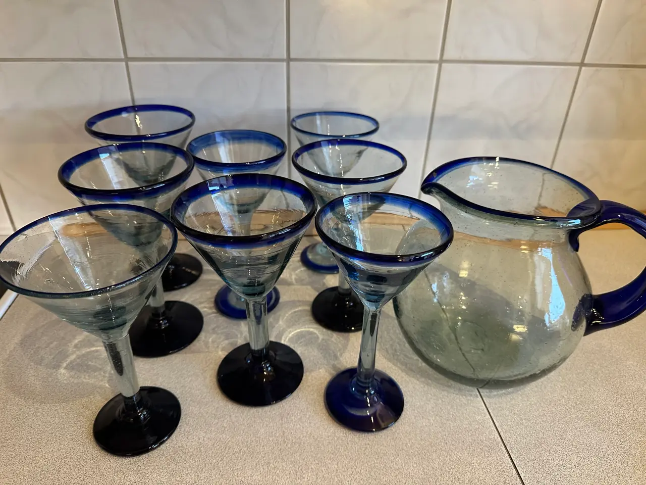 Billede 1 - Mundblæste mexicanske margarita-glas og kande