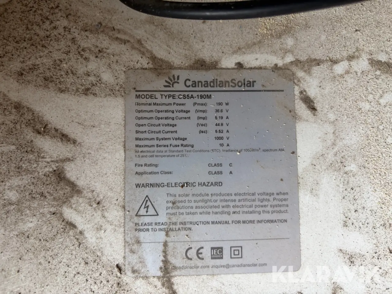 Billede 10 - Solceller Canadiansolar Cs5a-190m 35 styk