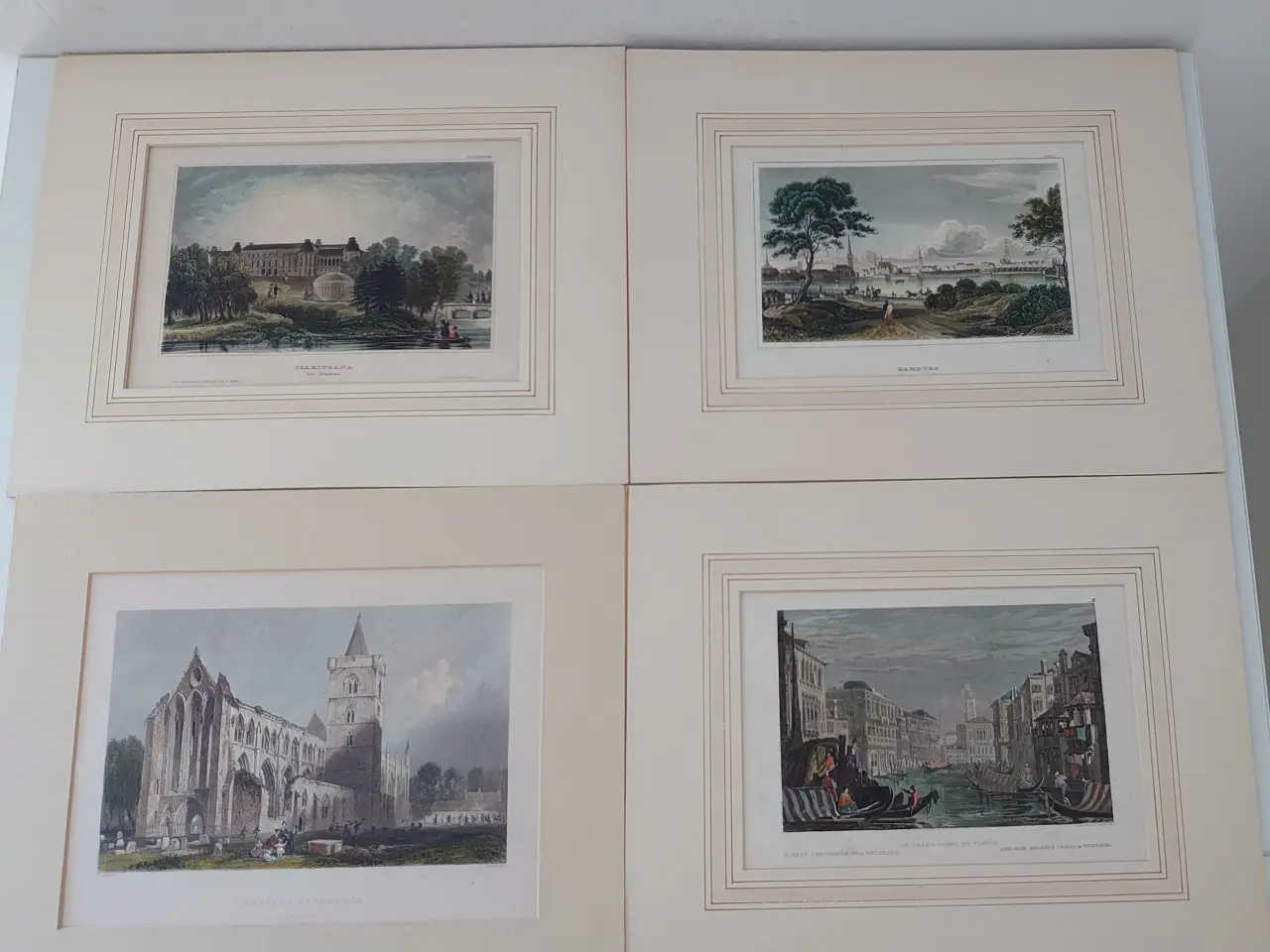 Billede 1 - 4 stk antikke kolorerede kobberstik fra 1833-1840.