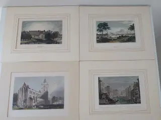 4 stk antikke kolorerede kobberstik fra 1833-1840.