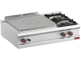 Gaskomfur 2 blus (2x 7kW) & Glødeplade (10 kW)