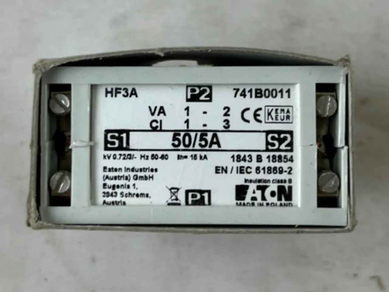 Billede 1 - Eaton HF3A 741B0011 strømtransformer 50/5A 1VA IEC