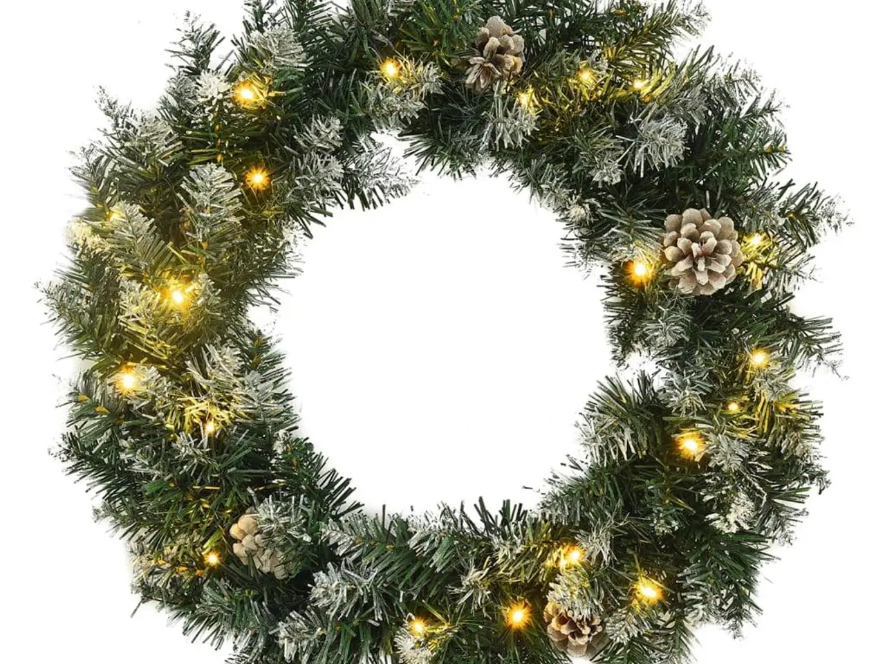 Billede 1 - Julekrans med LED-lys 45 cm - grøn